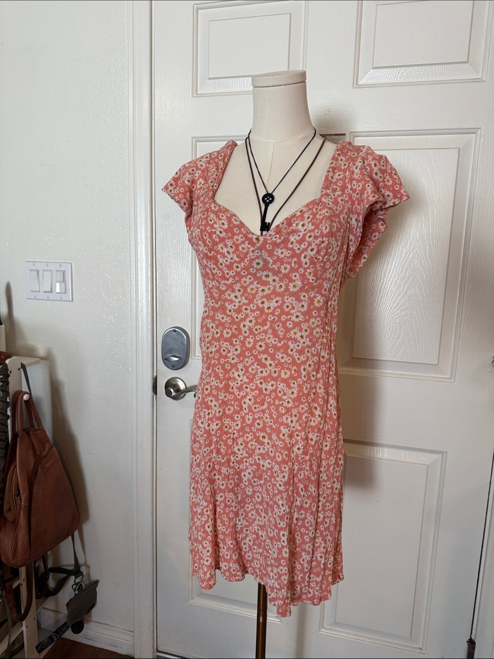 Hurley Pink Floral V-Neck Midi Dress